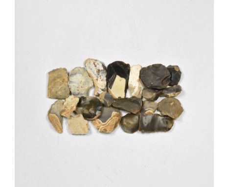 Neolithic, 4th-2nd millennium BC. A mixed group of knapped flint scrapers; mostly of the Neolithic period.   526 grams total,