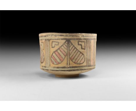 3rd millennium BC. A large ceramic Nal culture storage jar with polychrome decoration, rectangular cells each with a pepal le