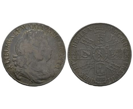 Dated 1693 AD. Obv: co-joined profile busts with GVLIELMVS ET MARIA DEI GRATIA legend. Rev: cruciform arms with WM monogram a