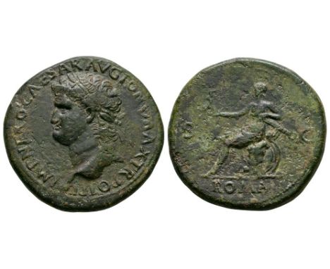 66 AD. Lugdunum mint. Obv: IMP NERO CAESAR AVG PONT MAX TR POT P P legend with laureate bust left with globe at tip of trunca