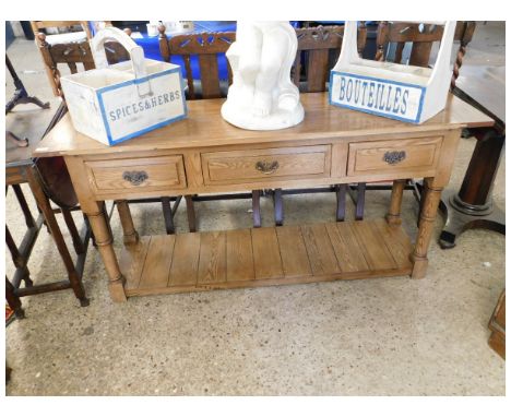 MODERN OAK SIDEBOARD WITH THREE DRAWERS AND OPEN SHELF 