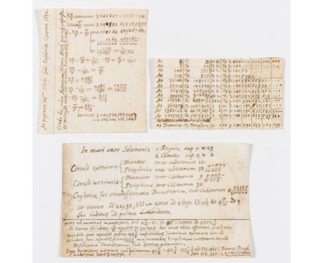 NO RESERVE 17th century Scientific Notes.- [Notes referring to the mathematician William Oughtred and the astronomer Adriaan 