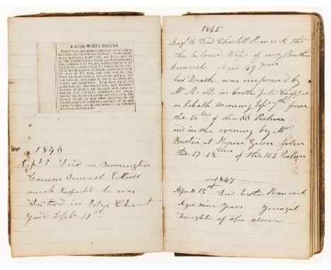 Nottingham Preacher.- ?Hancock (Mr) Commonplace book with diary entries and recipes, manuscript, c. 145pp. excluding blanks, 
