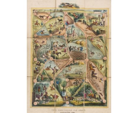 Games.- Hunting.- Spooner (William) The Funnyshire Fox-Chase, folding engraved hand-coloured game, dissected and mounted on l