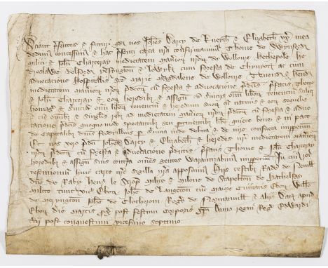 Northumberland.- Grant by John Darcy of Knaith and Elizabeth his wife, to Thomas of Swynford and John Charteray, half of thei