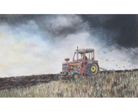 Chris J. Bowden (local artist and freelance photographer) pastel on paper.  C1970s from a view from his home in Downderry, Co