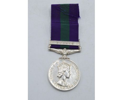 Queen Elizabeth II silver medal Cyprus Corporal W Durose R A.  