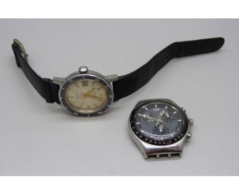 A Rotary Diademe automatic wristwatch and a Swatch Chronometer wristwatch lacking battery cover 