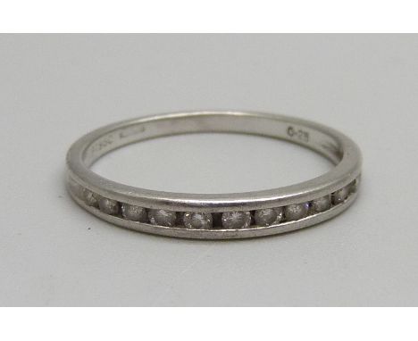 A platinum and diamond half eternity ring, 2.4g, O 