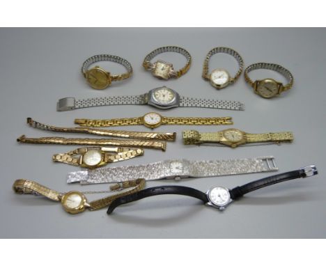 A lady's yellow metal cased IWC wristwatch, 23mm case and other lady's wristwatches 
