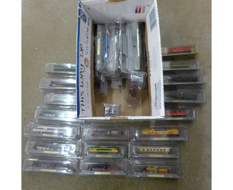 A collection of thirty-three N gauge model railway locomotives for display, boxed 