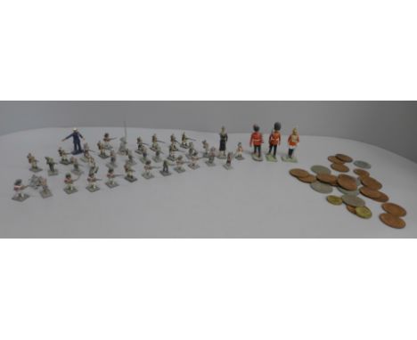 Model soldiers including Britains, and a collection of coins 