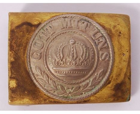 An original WWI First World War Imperial German Army brass &amp; nickle uniform belt buckle with Prussian Imperial crown to c