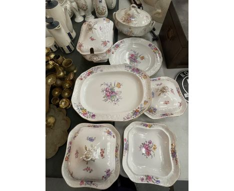 SEVERAL SPODE COPELANDS 'CHRISTINE' PLATTERS AND TUREENS AND TO INCLUDE A DOULTON EXAMPLE 