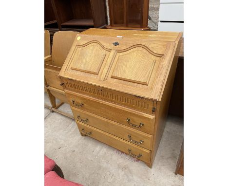 A REPRODUCTION LIGHT OAK BUREAU W: 30 INCHES 