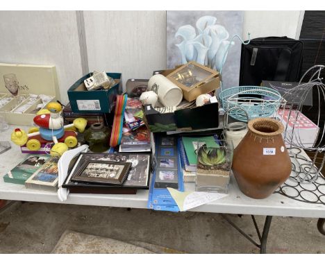 A LARGE ASSORTMENT OF ITEMS TO INCLUDE A TRESEMME HAIR CURLER, VASES AND A CLOCK ETC 
