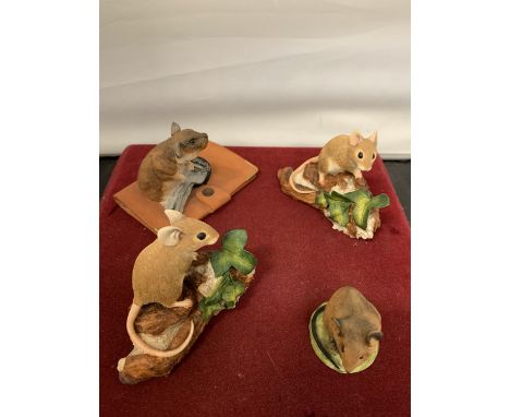 FOUR CERAMIC MOUSE FIGURINES 