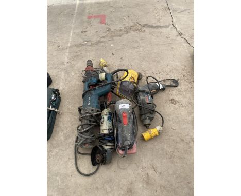 AN ASSORTMENT OF POWER TOOLS TO INCLUDE SANDERS, DRILLS AND ANGLE GRINDERS ETC 