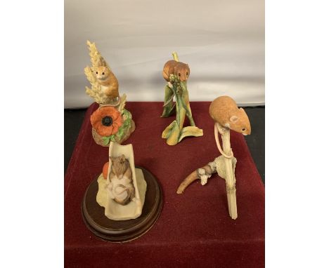 FOUR CERAMIC MOUSE FIGURINES 