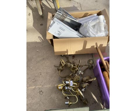 AN ASSORTMENT OF ITEMS TO INCLUDE LIGHT FITTINGS AND PIPE WORK ETC 