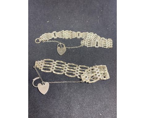 TWO HALLMARKED SILVER GATE BRACELETS 