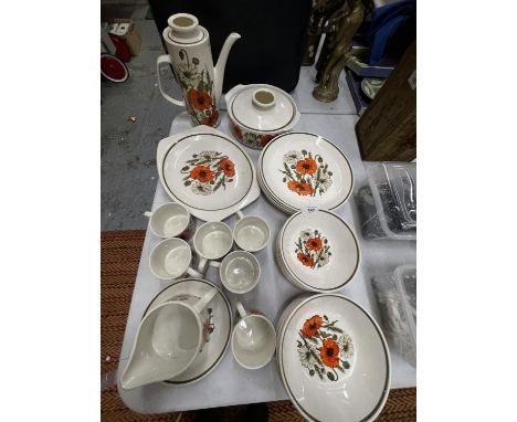 A RETRO J &amp; G MEAKIN STUDIO COFFEE SET IN THE POPPY DESIGN 