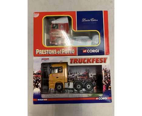 TWO BOXED CORGI LIMITED EDITION TRACTOR UNITS PRESTONS OF POTTO AND JACK RICHARDS &amp; SON 
