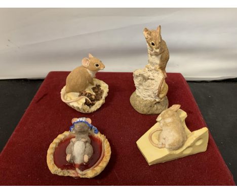 FOUR CERAMIC MOUSE FIGURINES 