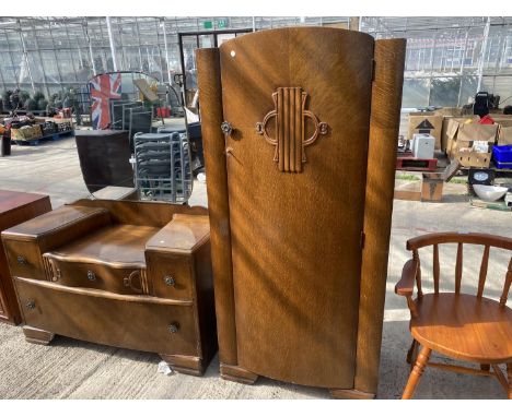 AN OAK LEBUS WARDROBE AND DRESSING TABLE 