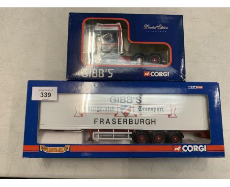 BOXED CORGI LIMITED EDITION DAF XF SUPER SPACE TRACTOR UNIT AND A BOXED CORGI FRIDGE TRAILER BOTH GIBBS OF FRASERBURGH 