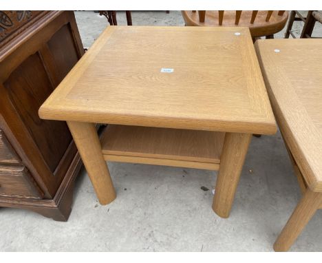 A LIGHT OAK TWO TIER OCCASIONAL TABLE BY SKOVBY, 23.5" SQUARE