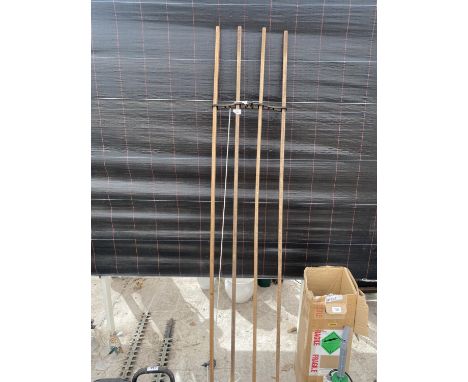 A VINTAGE WOODEN CEILING MOUNTED CLOTHES AIRER 