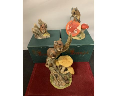 THREE TEVIOTDALE CERAMIC MOUSE FIGURINES 