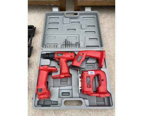 A CORDLESS POWER TOOL SET WITH SANDER, DRILL JIGSAW AND TORCH 