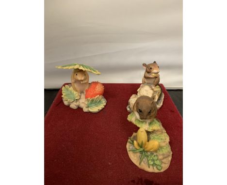THREE CERAMIC MOUSE FIGURINES 