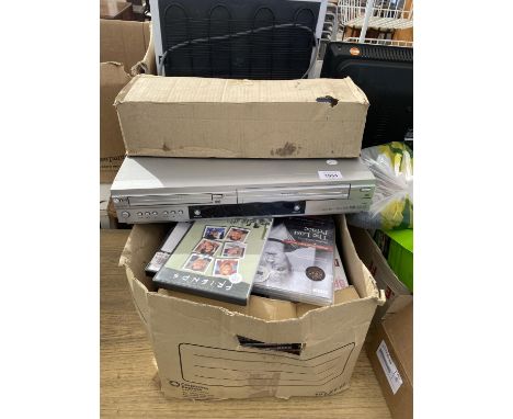 AN ASSORTMENT OF ITEMS TO INCLUDE AN LG DVD/VHS COMBI PLAYER, DVDS AND A LIGHT ETC 