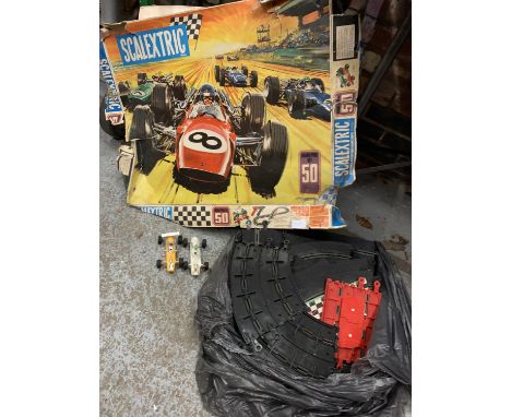 A VINTAGE SCALEXTRIC MODEL MOTOR RACING WITH ORIGINAL BOX - A/F 