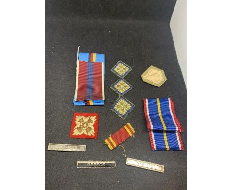 VARIOUS ARMY RIBBONS AND BADGES 