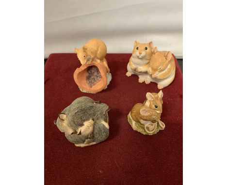 FOUR CERAMIC MOUSE FIGURINES 