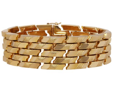 Gold-ArmbandModerne Handarbeit in Roségold 18K mit offenem, poliertem Backstein-Muster mit Millegrain verzierten Elementen.Lä