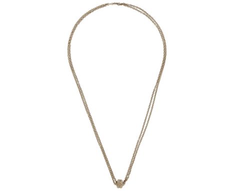 Rundanker Opal-CollierAntikes Schmuckstück in Gelbgold 15K.An Doppelreihiger Rundankerkette ein verschiebbares, blumenförmige