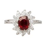 Burma-Rubin-Ring Traumhaftes Schmuckstück, signiert Gübelin in Weissgold 18K. Blickfang im Zentrum