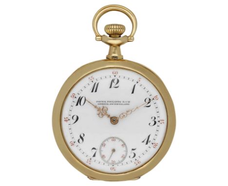 (*) PATEK PHILIPPE TaschenuhrElegante Taschenuhr in Gelbgold 18K mit Lünette in Gelbgold 18K.Uhrwerk Handaufzug, Wolfsverzahn