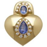 Saphir-Brillant-Anhänger Ein Blickfang in Gelbgold 18K. Ein Fantasie-Anhänger in Form eines Herzens,
