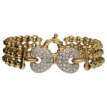 Brillant-Bracelet Spielerisches Design in Gelbgold/Weissgold 18K an 3 beweglichen Rundankerketten