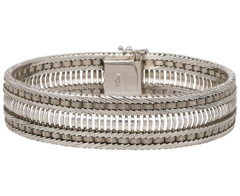 Gold-ArmbandAttraktives Design in Weissgold 18K.Tolle Vielfalt, in einem Armband verschiedene Gliederformen mit polierten und