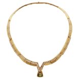 Chrysoberyll-Brillant-Collier Exquisites Schmuckstück in Gelbgold 18K mit einem feinen Katzenauge-
