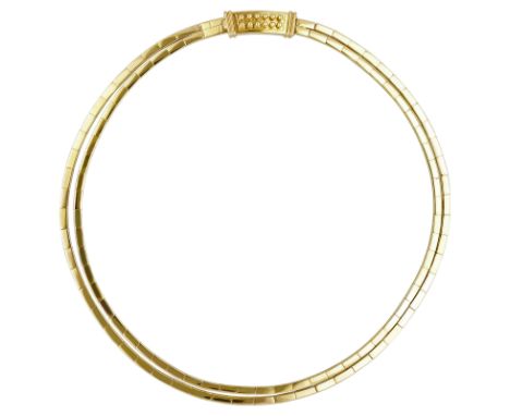 Gold-CollierFeines Design in Gelbgold 18K.Poliertes Glieder-Collier 2 reihig mit Kastenverschluss. Länge 41,5 cm, verstellbar