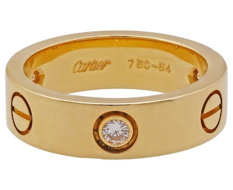 CARTIER RingCartier Ring "Love" in Gelbgold 18K mit 3 Brillanten von zus. ca. 0,25 ct.Ref. Nr. CRB4032454.Ringgrösse 54, 9 g.