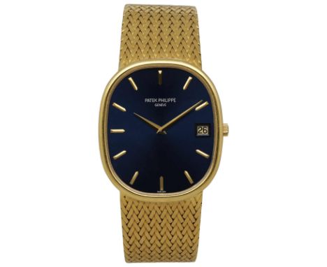 PATEK PHILIPPE Herrenarmbanduhr Grand Ellipse in Gelbgold 18K mit Lünette in Gelbgold 18K.Uhrwerk Automatik mit Datum, Ziffer